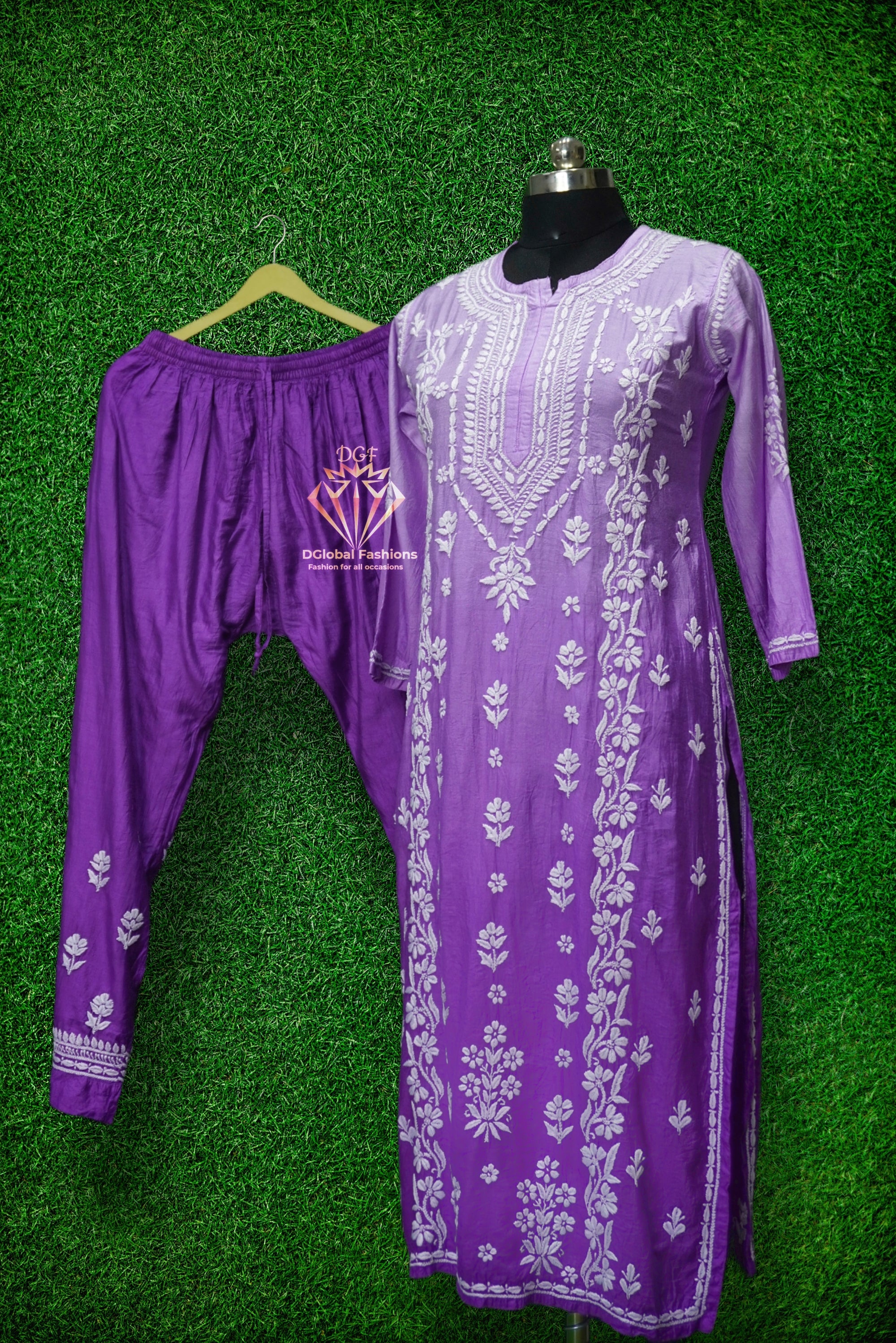 Chanderi silk 3D embroidered party wear coord set