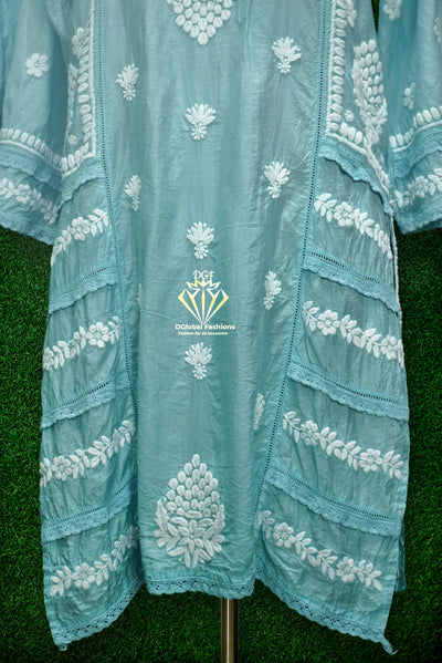 Designer muslin Silk 3D chikankari embroidered coord set