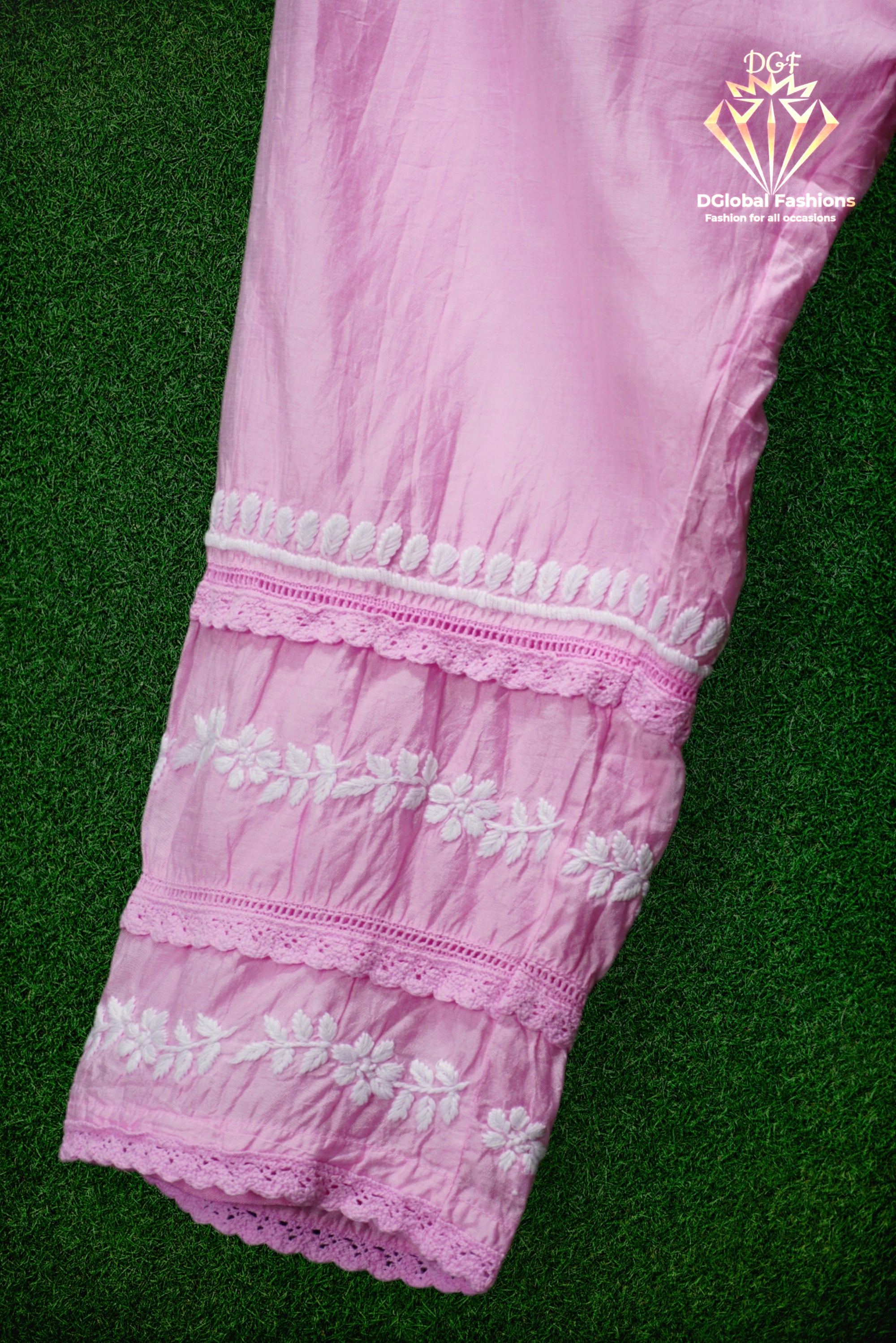 Designer muslin Silk 3D chikankari embroidered coord set