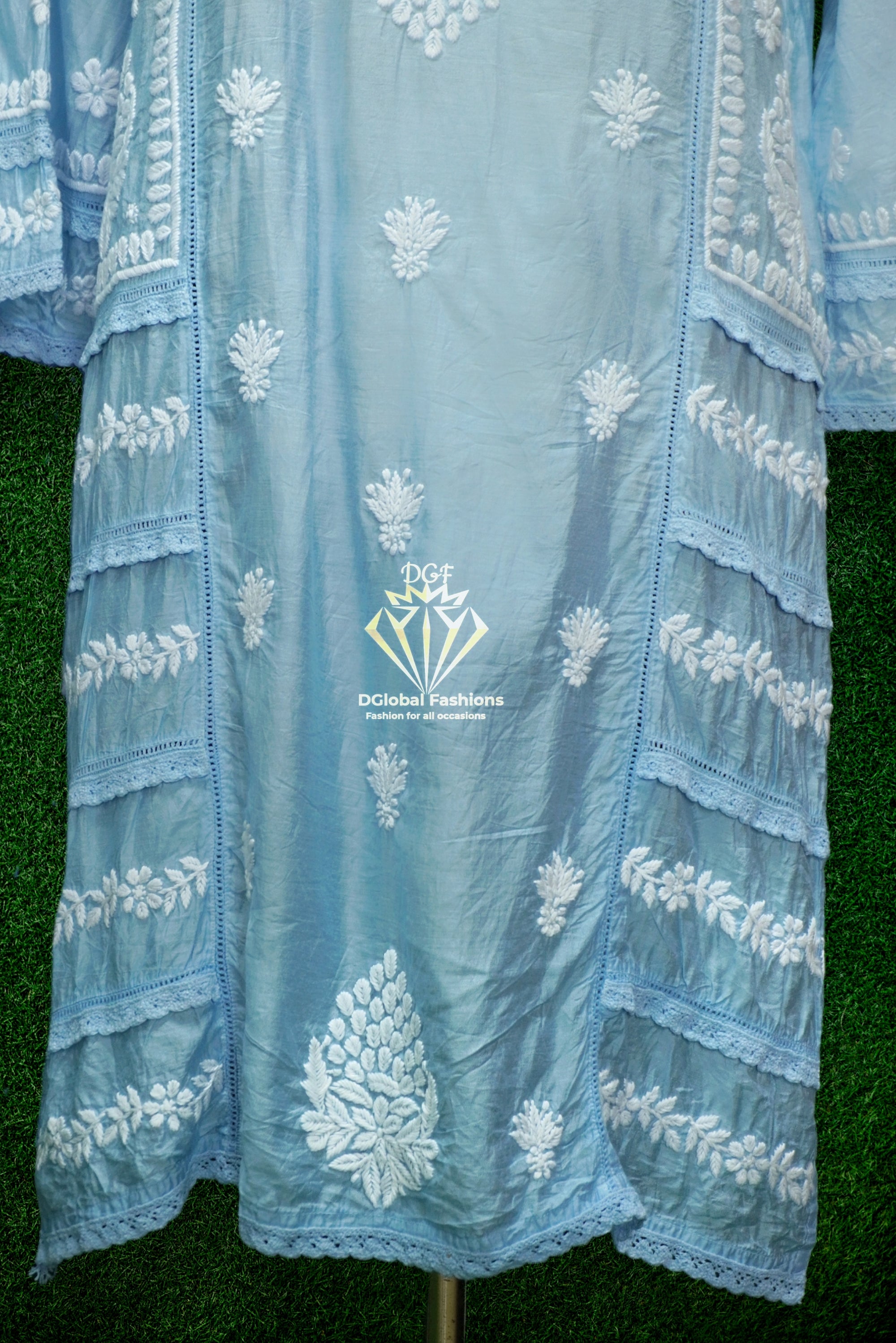 Designer muslin Silk 3D chikankari embroidered coord set