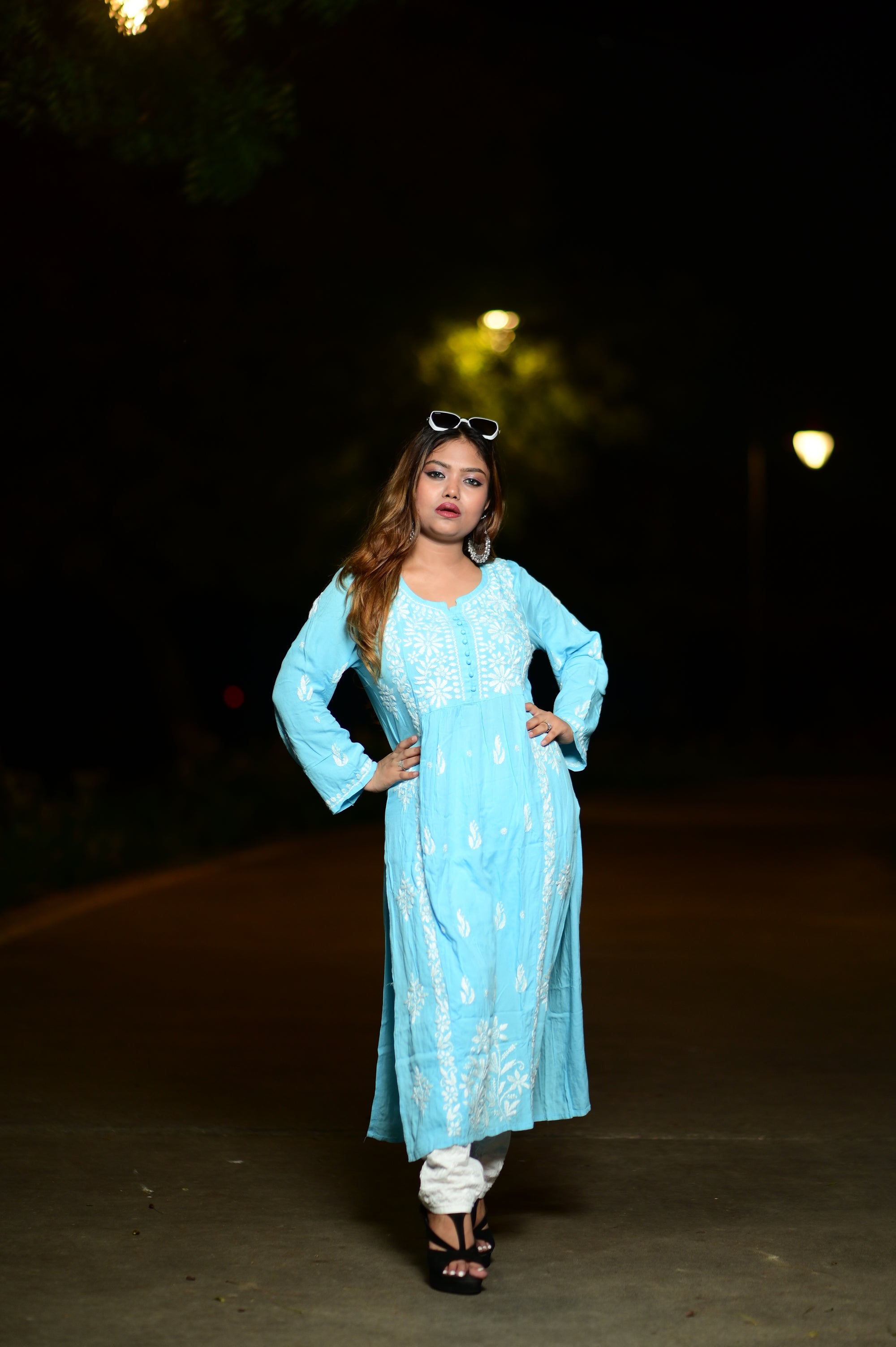 Chikankari nyra style kurti