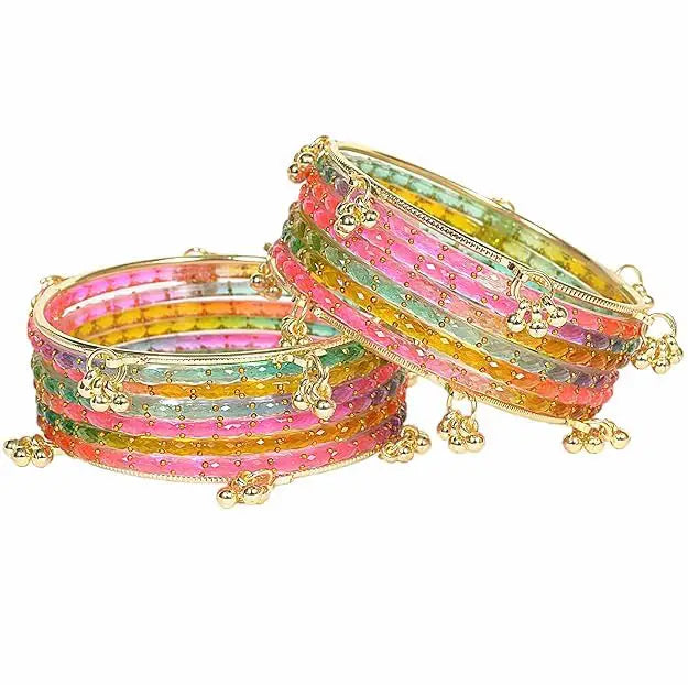 Viral Aesthetic Glass Bangles with Kashmiri Golden Bangles Set