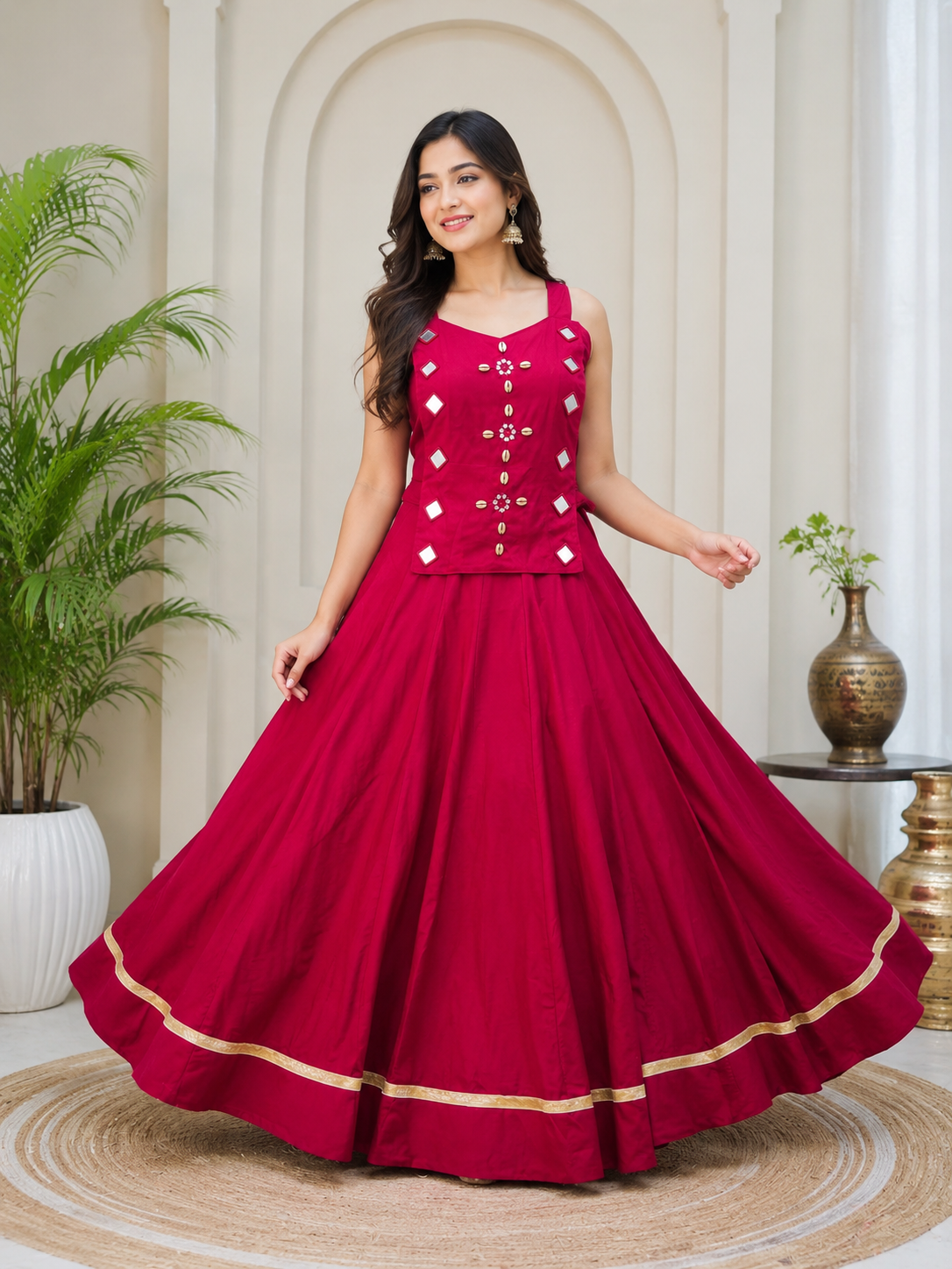 Mirror Work Lehenga Choli Set