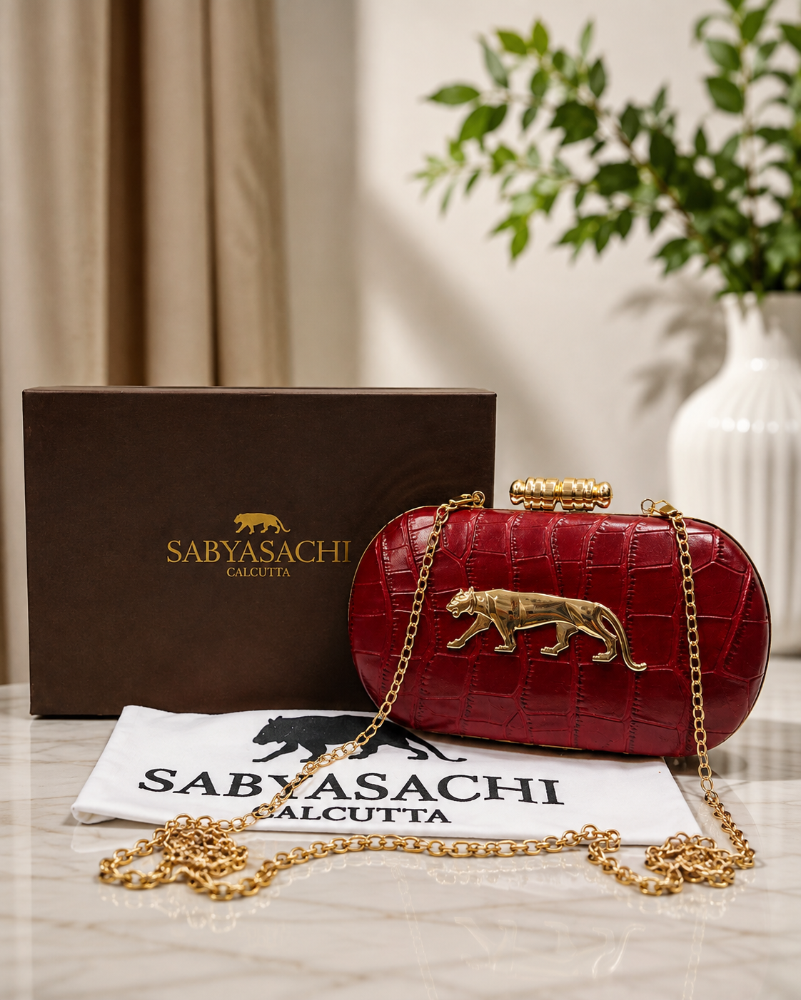 Sabyasachi Croc-Textured Clutch Bag
