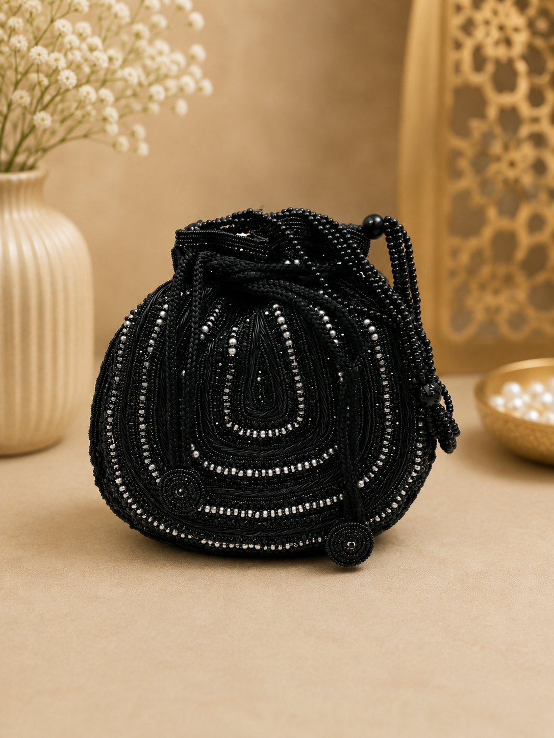 Bridal Handbag with Intricate Zari Potli