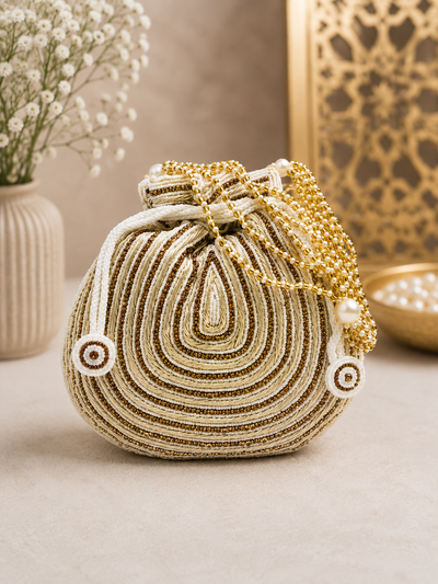 Bridal Handbag with Intricate Zari Potli