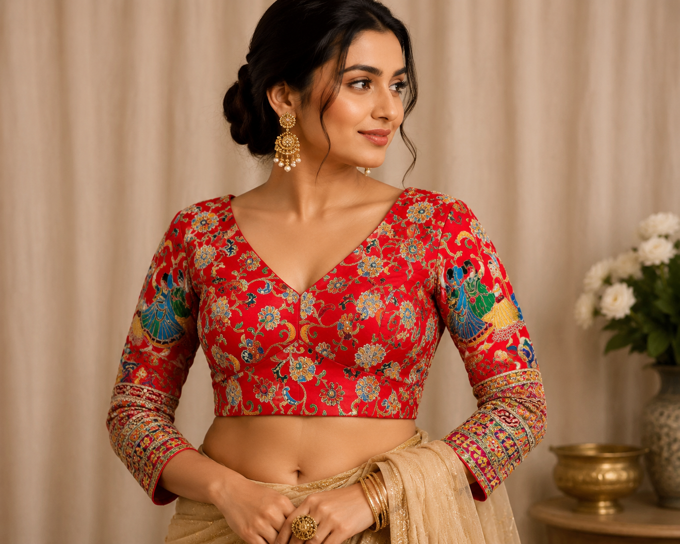 Crepe Viscose Embroidered Blouse