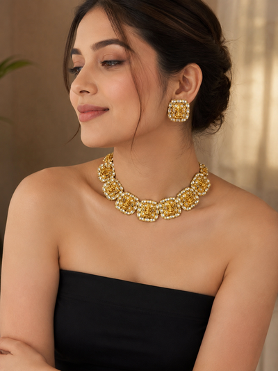 Kundan Choker Necklace Set with Matching Earrings