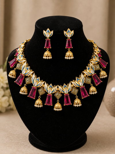 Lotus Motif Necklace Set