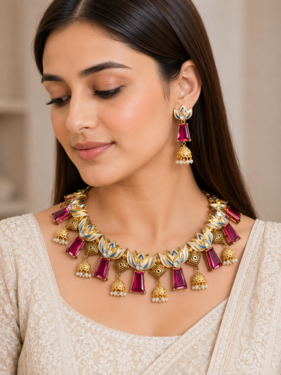 Lotus Motif Necklace Set