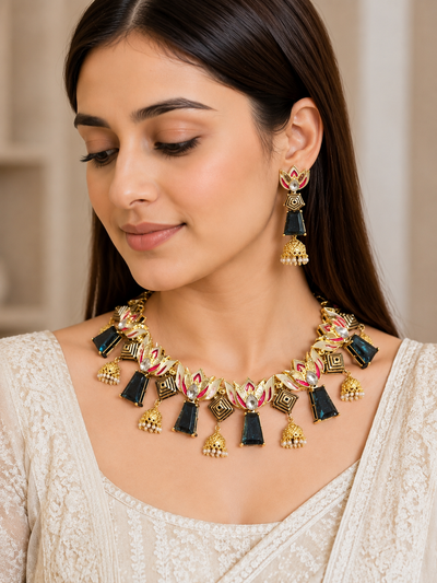 Lotus Motif Necklace Set