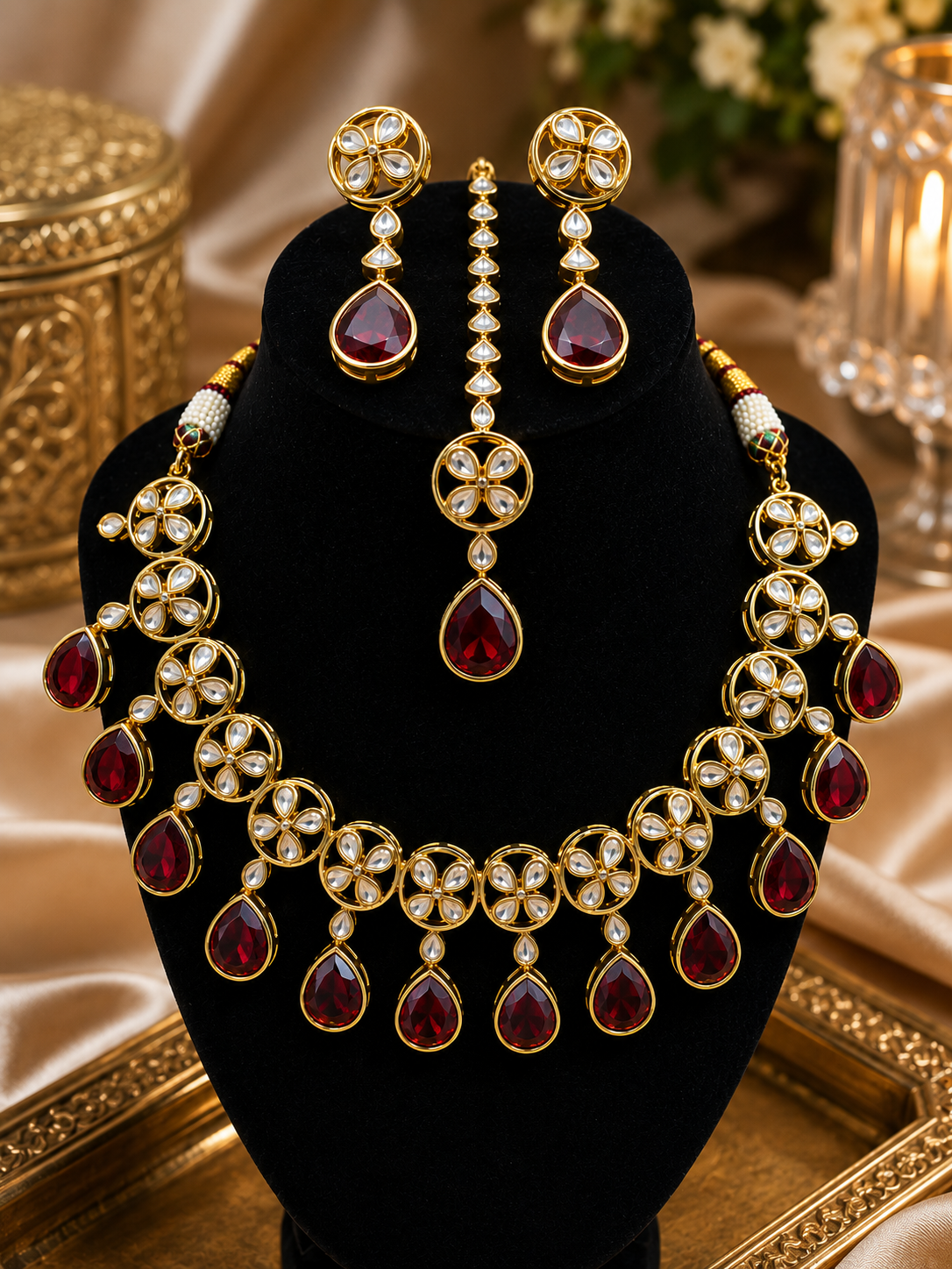 Luxury Gold-Plated Kundan Necklace Set | Bridal & Party Wear Jewelry