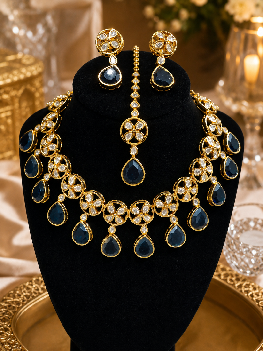 Luxury Gold-Plated Kundan Necklace Set | Bridal & Party Wear Jewelry