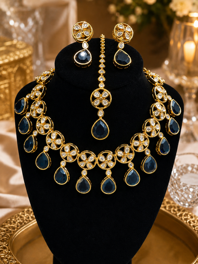 Luxury Gold-Plated Kundan Necklace Set | Bridal & Party Wear Jewelry