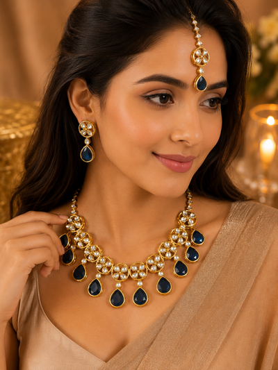 Luxury Gold-Plated Kundan Necklace Set | Bridal & Party Wear Jewelry