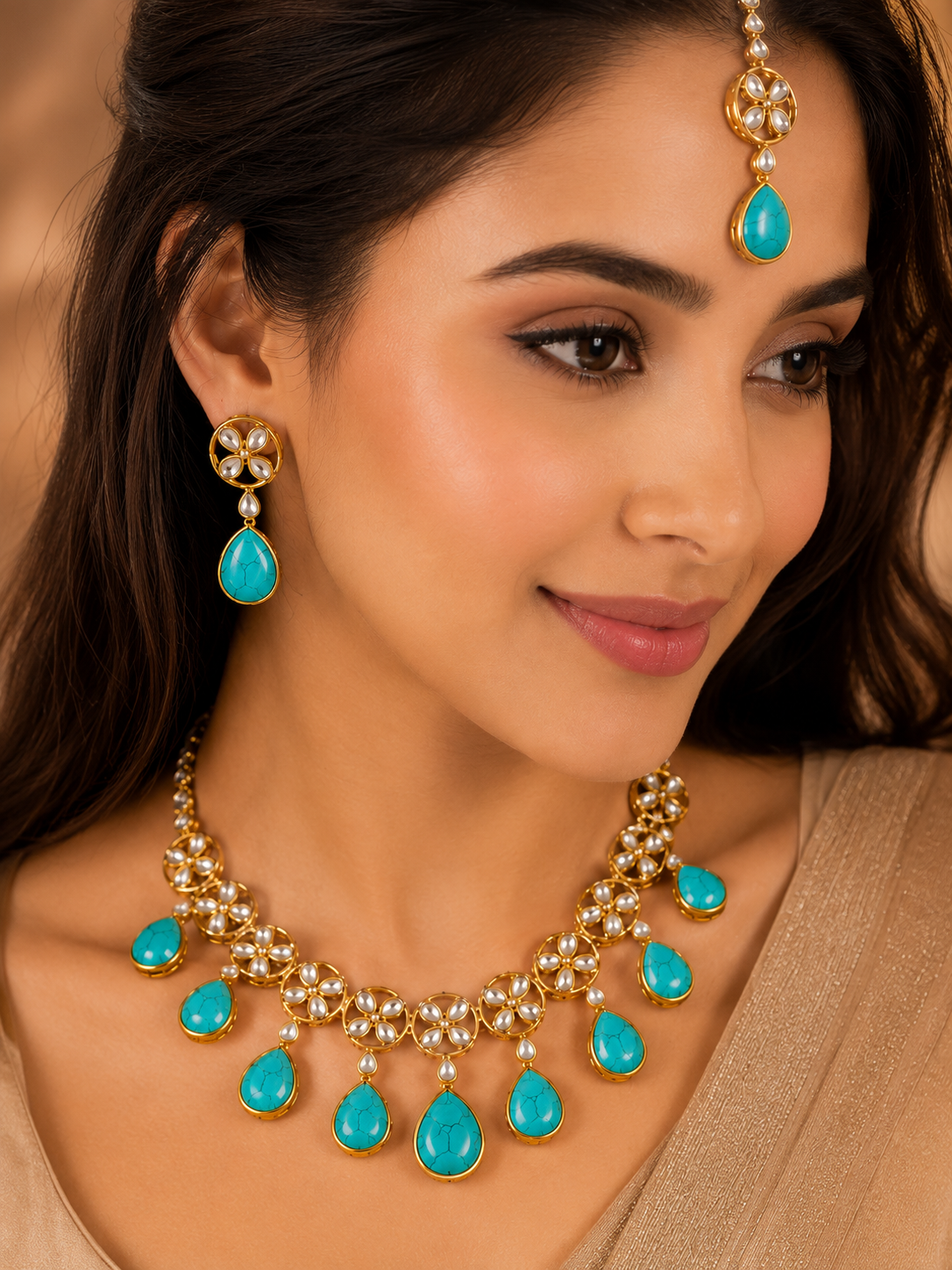 Luxury Gold-Plated Kundan Necklace Set | Bridal & Party Wear Jewelry