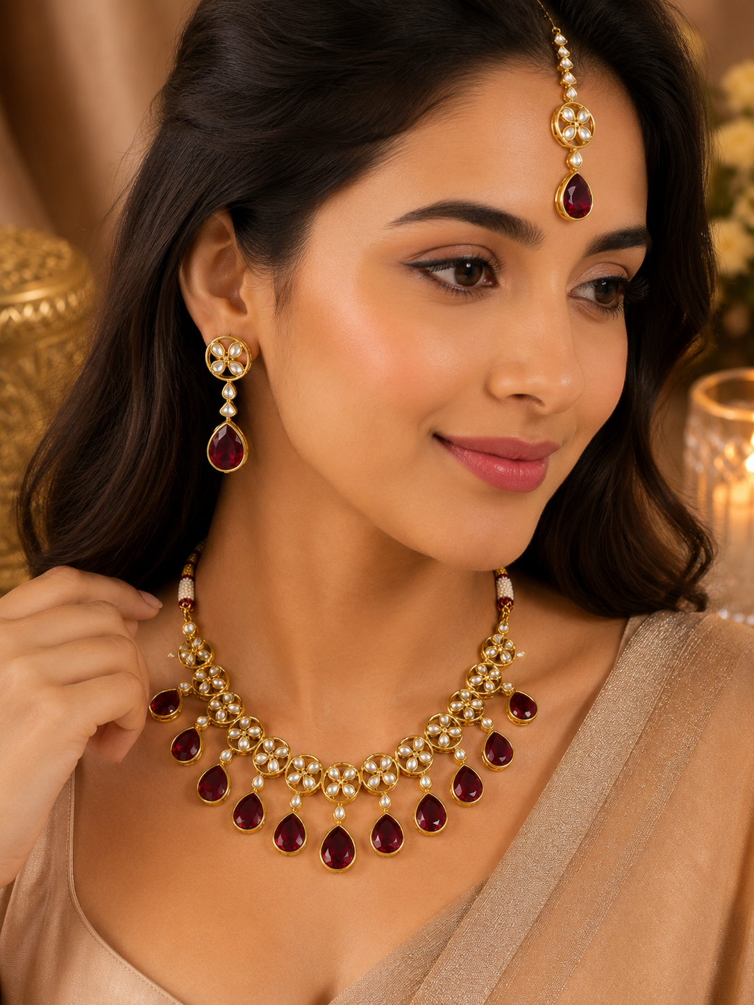 Luxury Gold-Plated Kundan Necklace Set | Bridal & Party Wear Jewelry