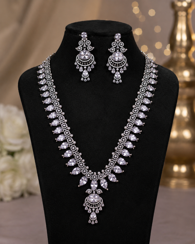 Designer Long Necklace Set with Earrings