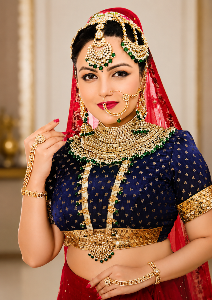 Jewellery Gold Plated Kundan Stone Bridal Set