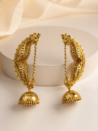 Ear Cuff Jhumka Earrings with Pearl Drops