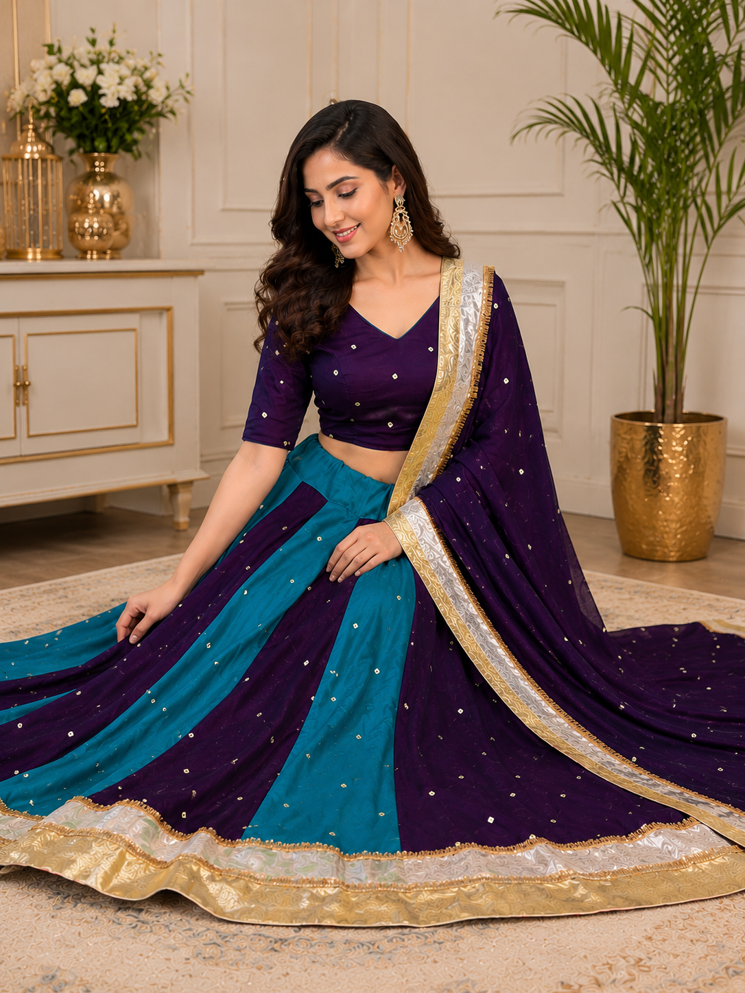 Lehenga Set with Traditional Gota Lace Detailing