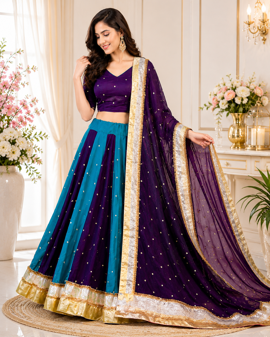Lehenga Set with Traditional Gota Lace Detailing