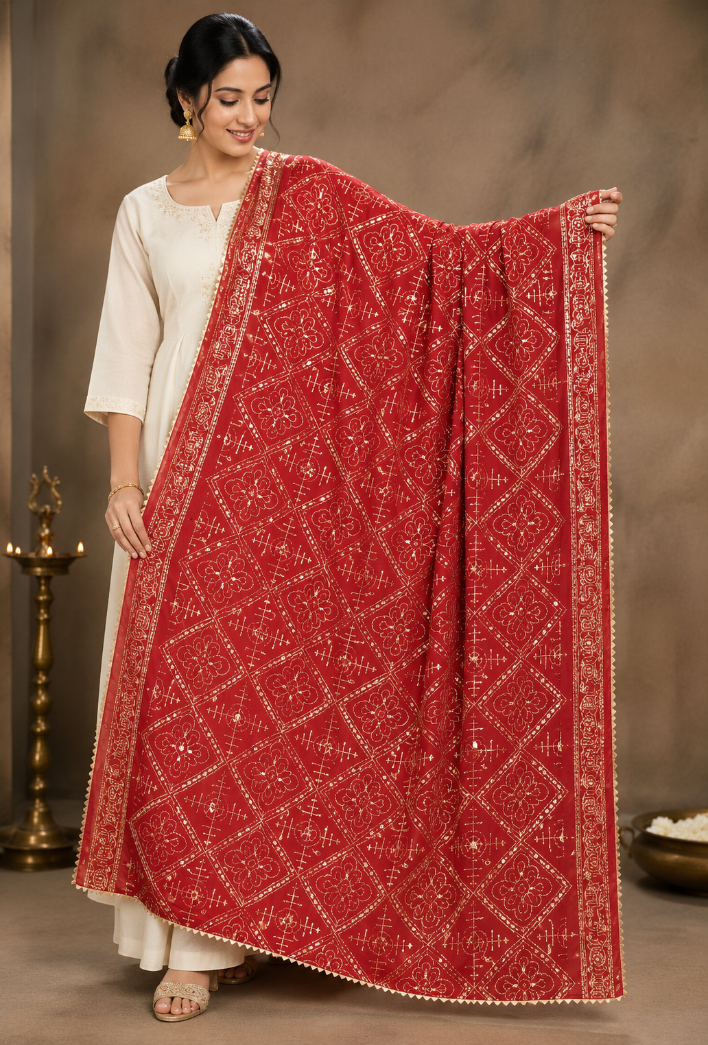 Georgette Dupatta with Kasab & Sequin Embroidery