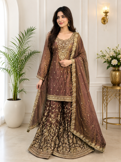 Chinon Sharara Set with Intricate All-Over Zardozi Work