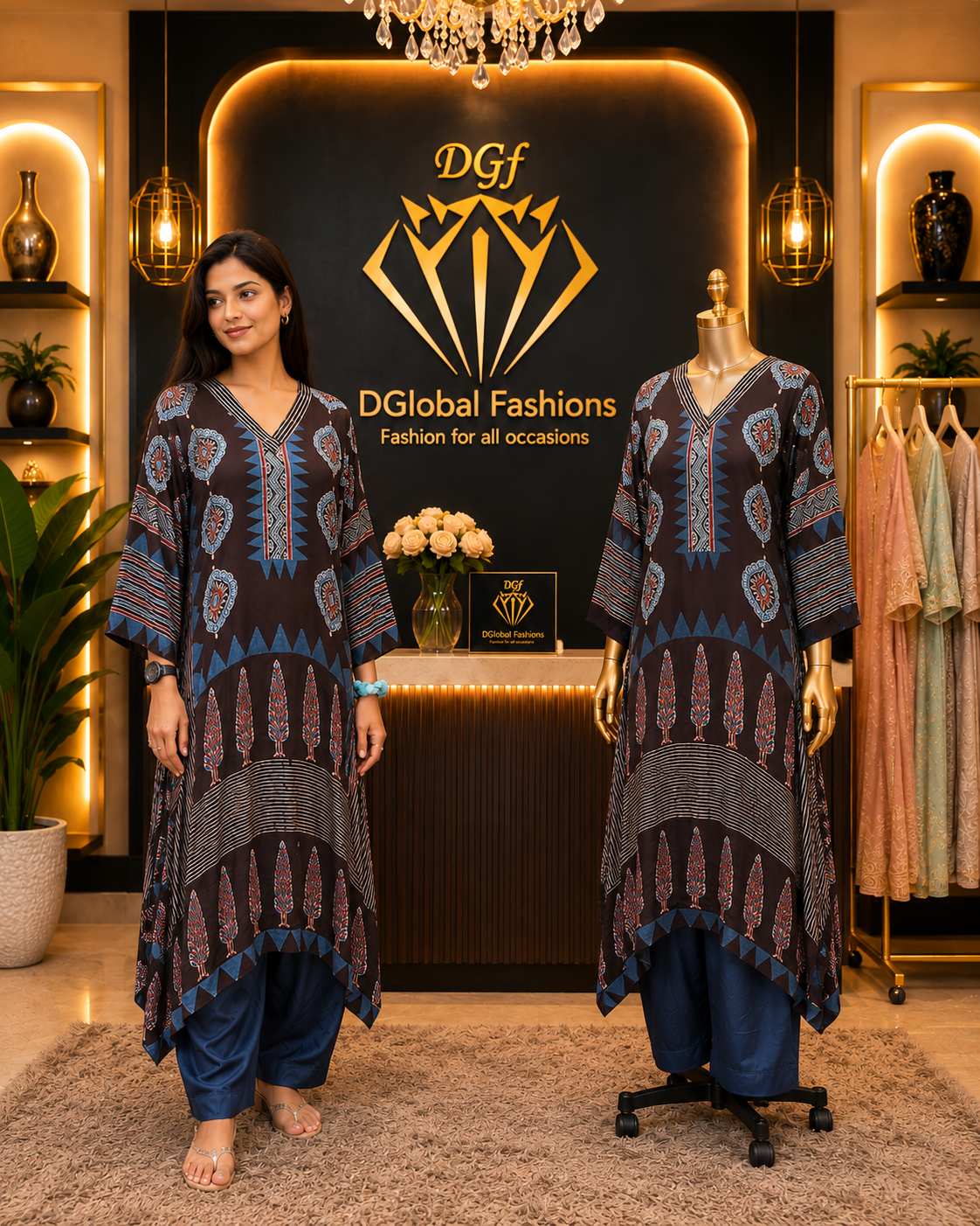 Modal Silk Ajrakh Hand Block Print Co-Ord Set