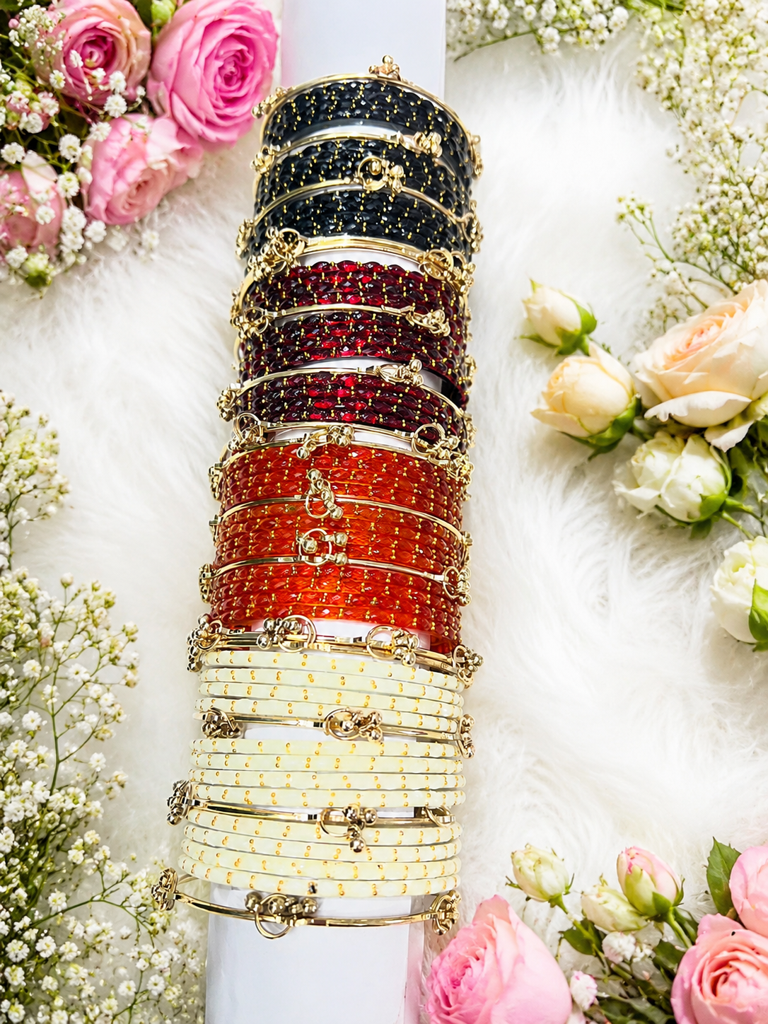 Elegant Glass Bangles Set with Traditional Ghungroo Bangles