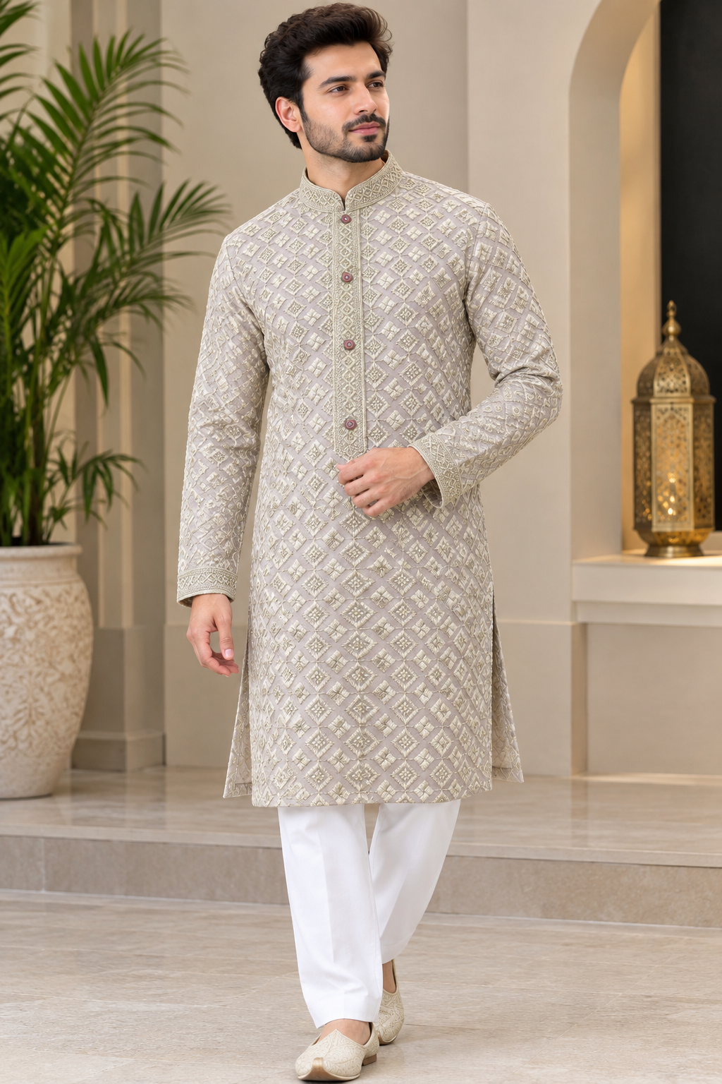 Men’s Embroidered Kurta Pant Set – Elegant Traditional Ethnic Wear