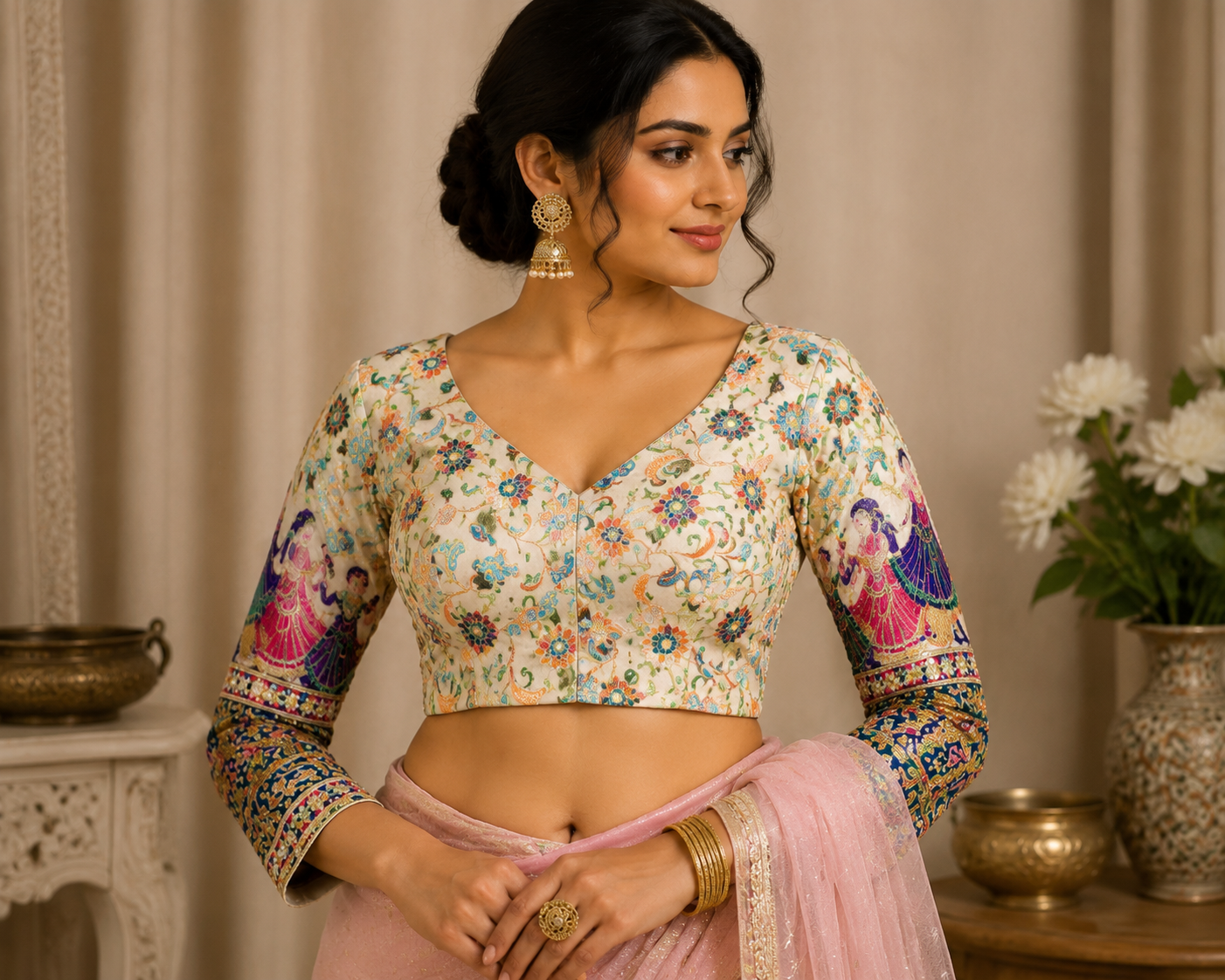 Crepe Viscose Embroidered Blouse