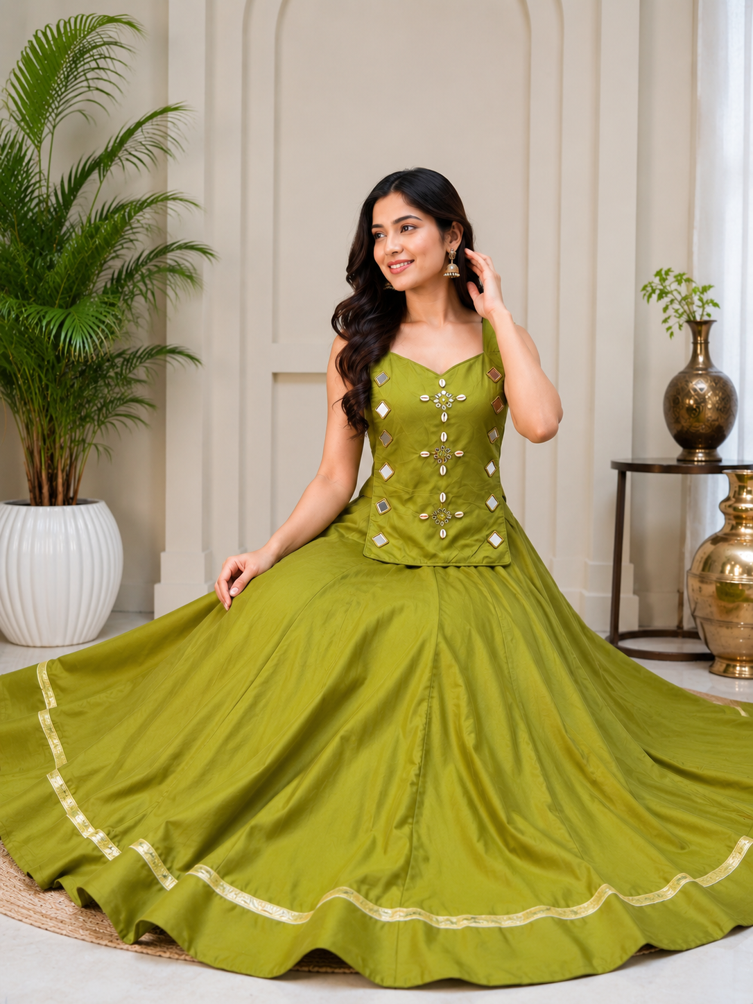 Mirror Work Lehenga Choli Set