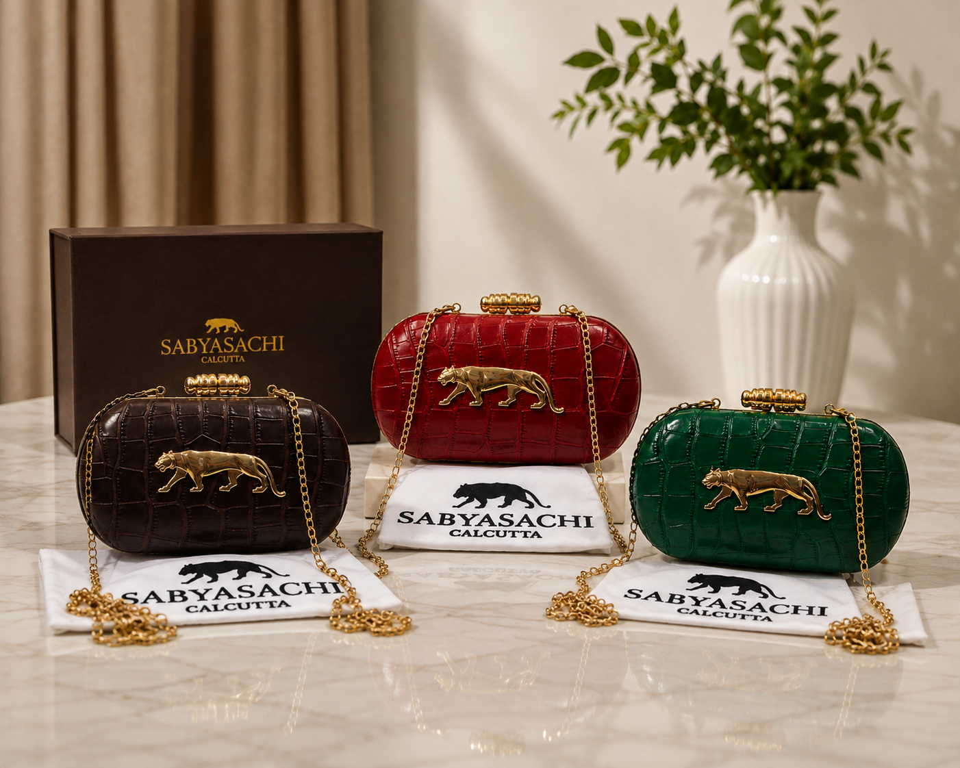 Sabyasachi Croc-Textured Clutch Bag