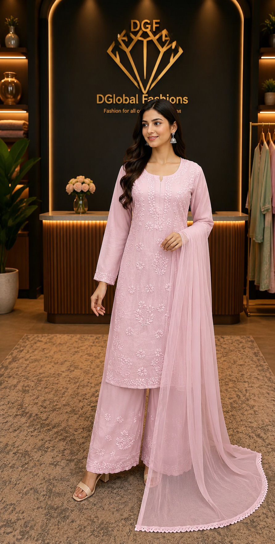 Lucknowi Chikankari Rayon 3-Piece Suit Set