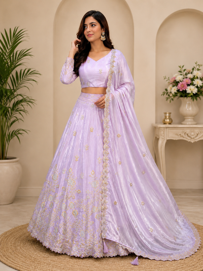 Crepe Embroidered Lehenga Set for Party & Festive Wear