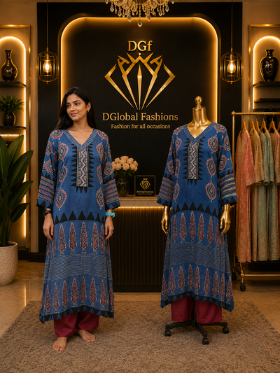 Modal Silk Ajrakh Hand Block Print Co-Ord Set