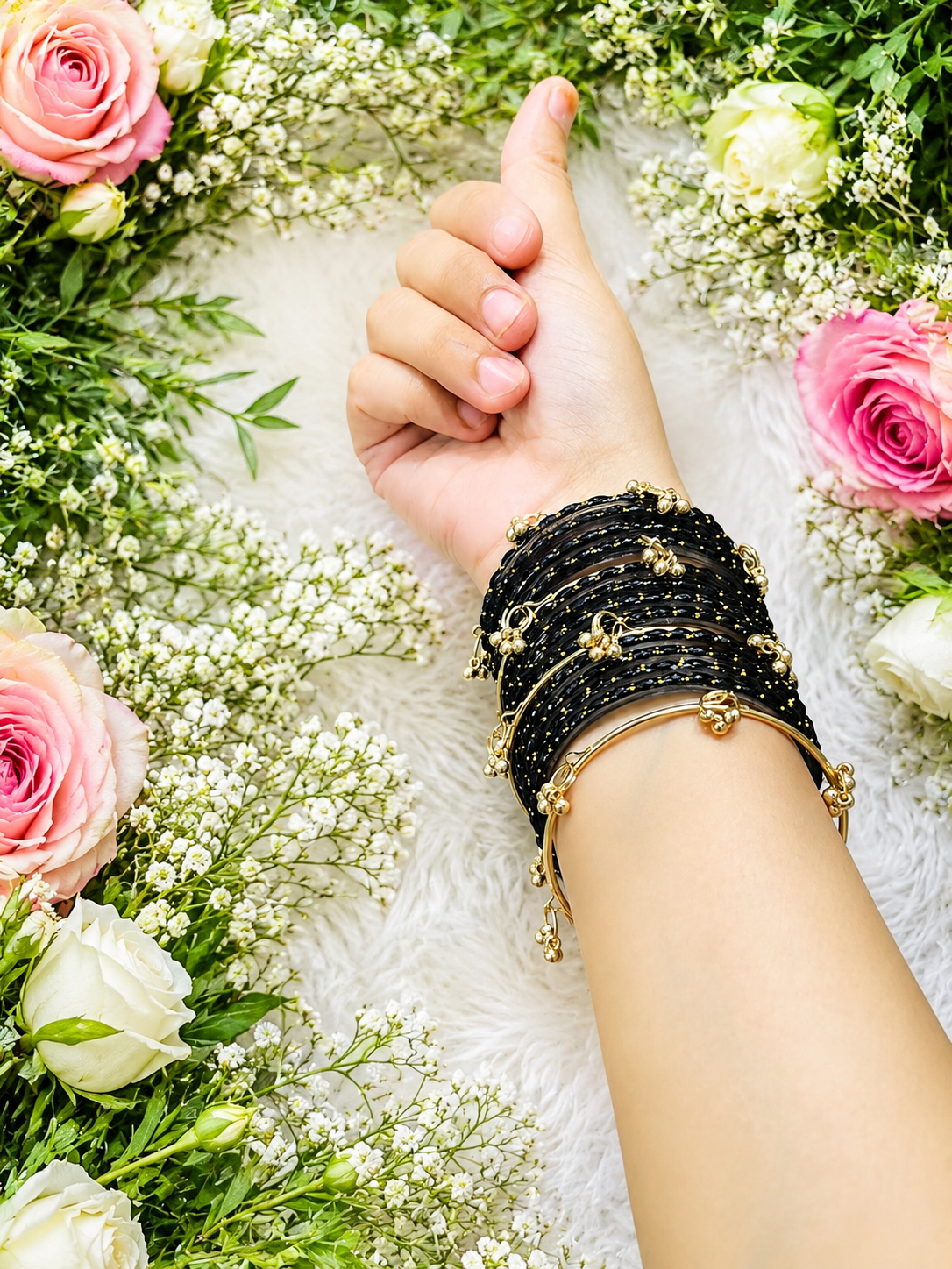 Elegant Glass Bangles Set with Traditional Ghungroo Bangles
