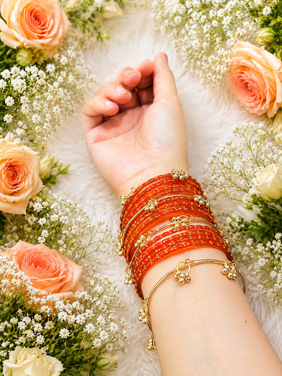 Elegant Glass Bangles Set with Traditional Ghungroo Bangles