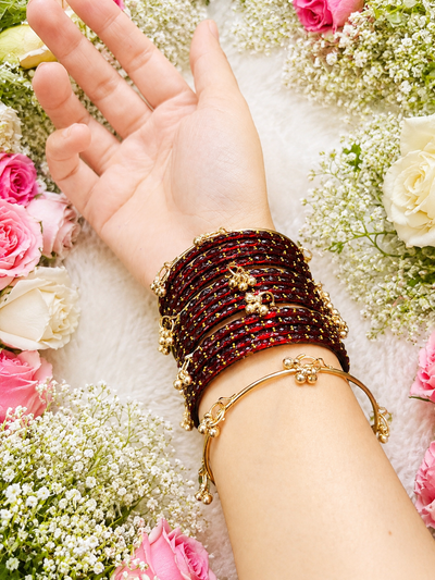 Elegant Glass Bangles Set with Traditional Ghungroo Bangles