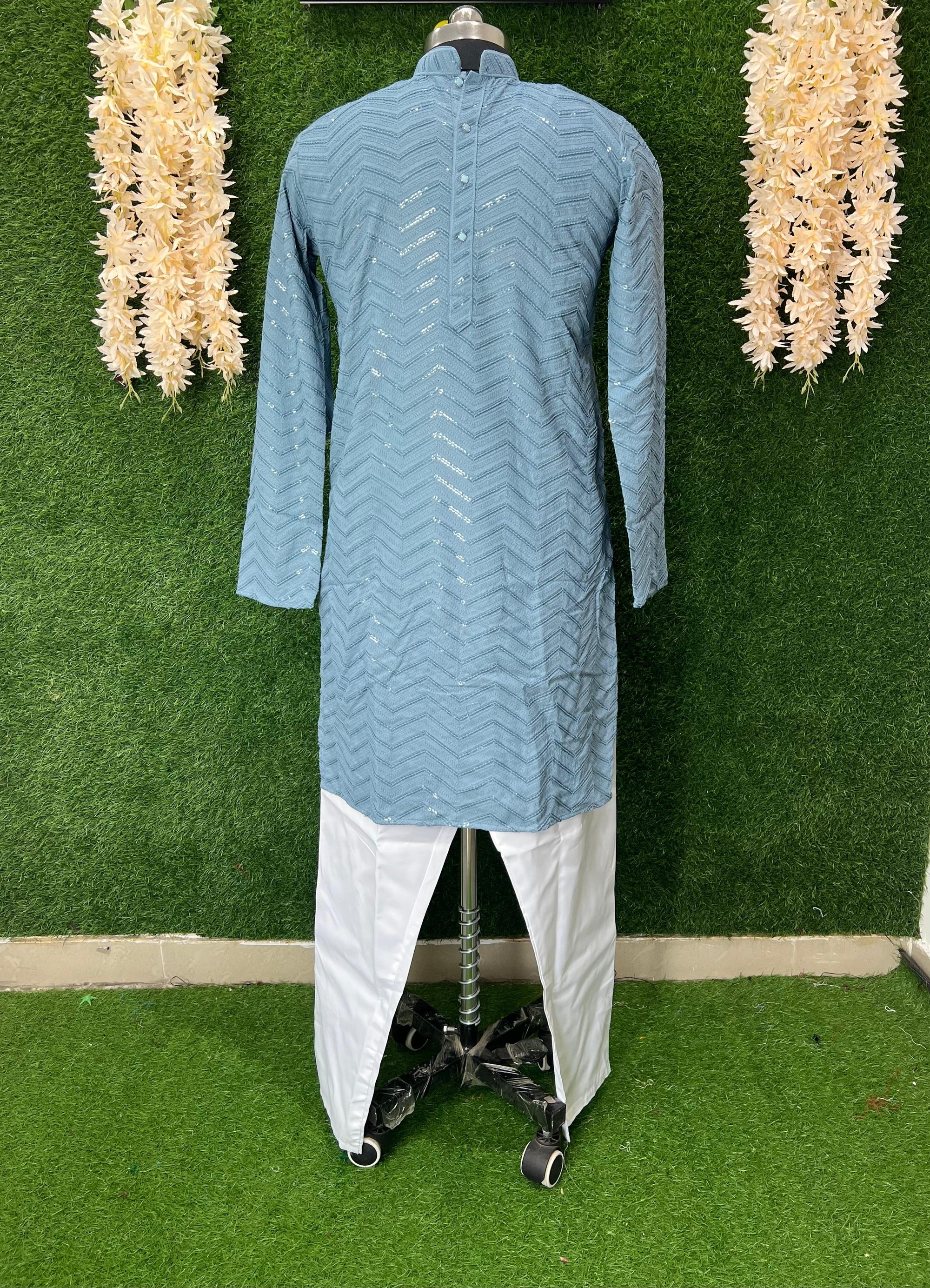 Unveil the magic of traditional craftsmanship with our Chikankari Kurta Set, enhanced with elegant sequin work. Designed for those who appreciate timeless style and refined detail—perfect for festive wear, mehendi, or evening gatherings.