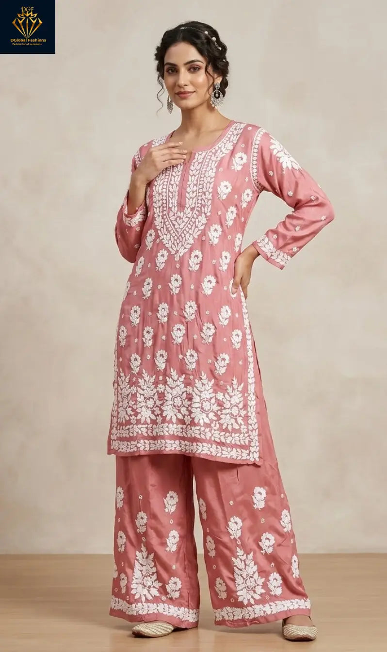 Lucknowi Chikankari Modal Co-ord Set