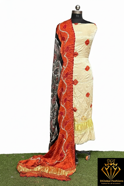 Modal Silk 2-Piece Set with Kalamkari Shibori & Bandhej Dupatta