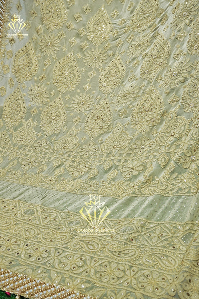 Heavy georgette chikankari saree with mukaish work