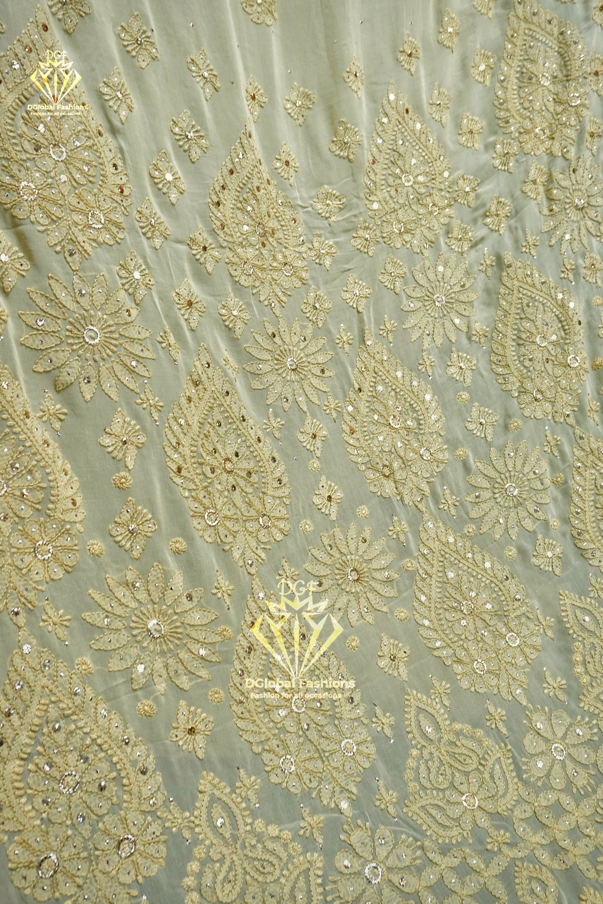 Heavy georgette chikankari saree with mukaish work