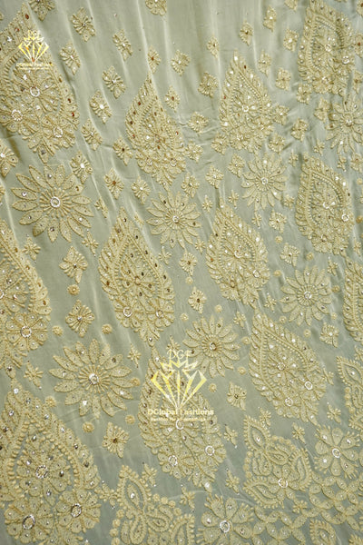 Heavy georgette chikankari saree with mukaish work