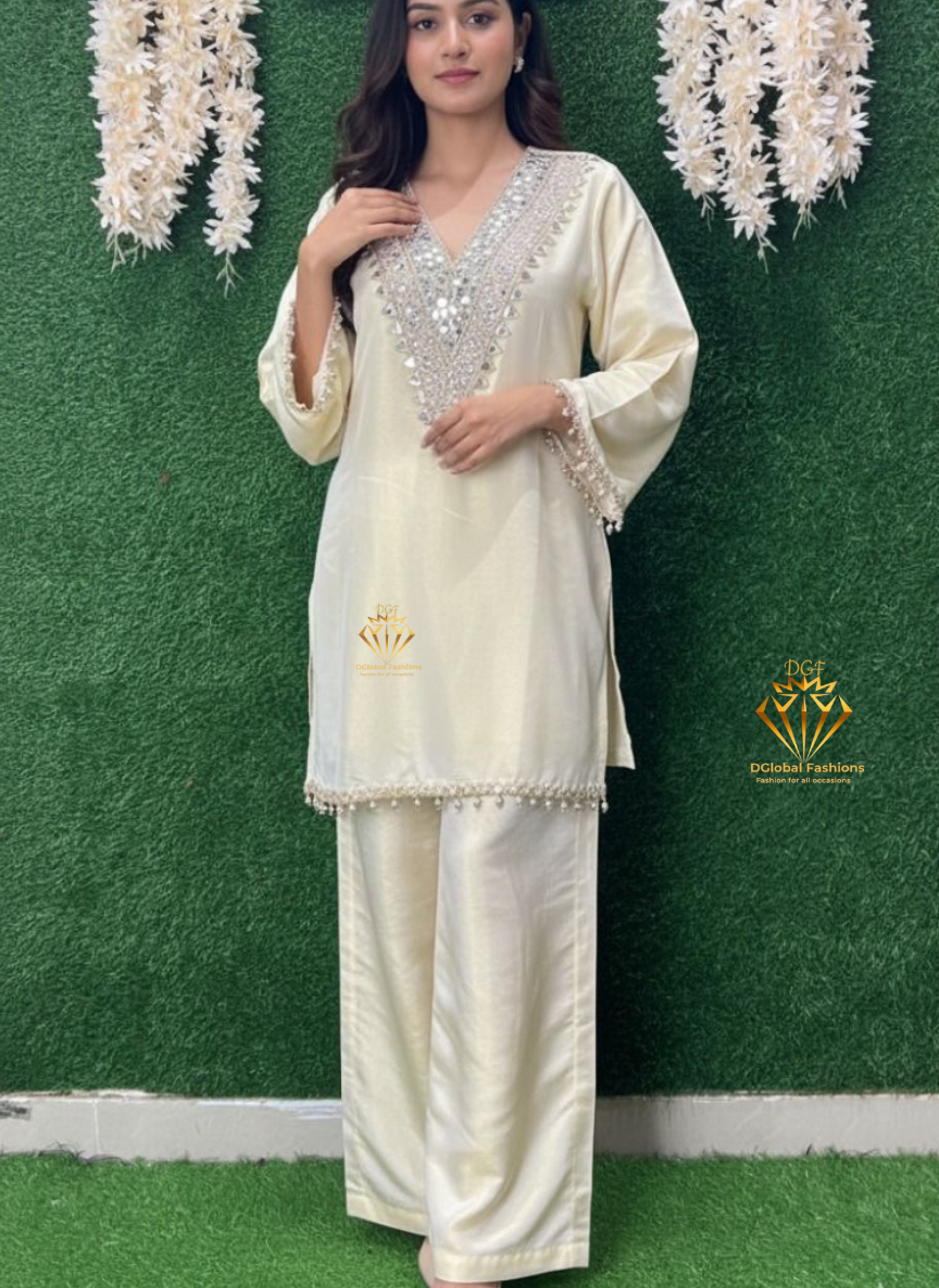 Mirror Work V-Neck Co-ord Set