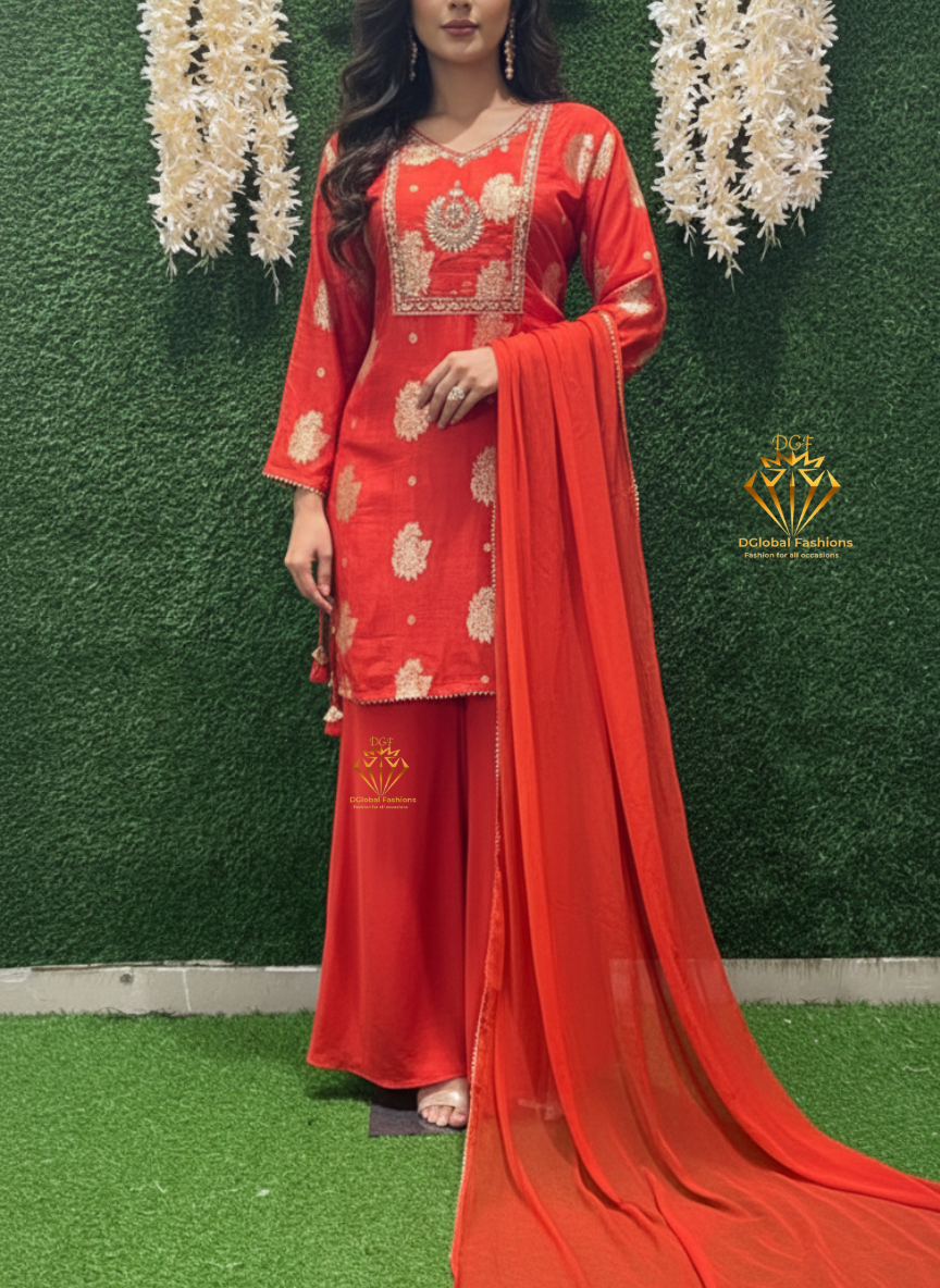 Banarasi Sharara Suit Set with Cutdana, Gotta Patti & Sequin Handwork