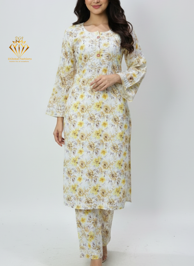 Mul Cotton Printed Lucknowi Chikankari Embroidered Co-Ord Set