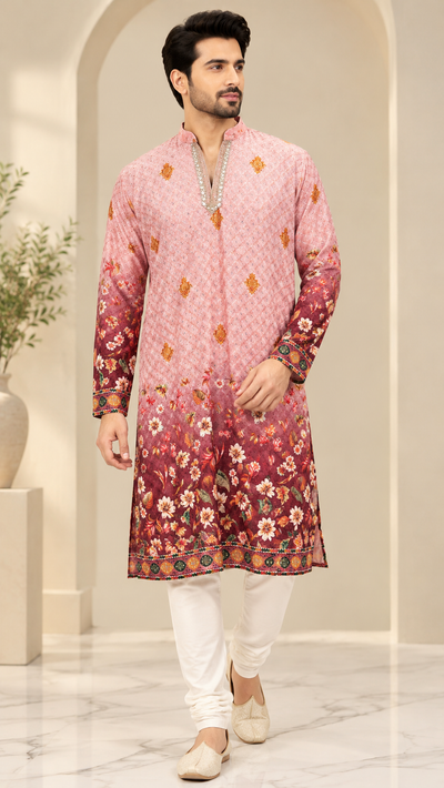Men’s Position Print Short Kurta with Sequence Work | Ethnic & Festive Wear